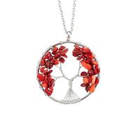Collier Arbre De Vie, Pendentif En Cristaux, Pierres Précieuses Naturelles Tombées, Colliers Faits Main, Cristal De Guérison Des 7 Chakras, Cadeaux Pour Femmes Hommes Meilleur Ami, Corail Rouge