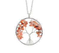 Collier Arbre De Vie, Pendentif En Cristaux, Pierres Précieuses Naturelles Tombées, Colliers Faits Main, Cristal De Guérison Des 7 Chakras, Cadeaux Pour Femmes, Hommes, Meilleurs Amis, Agate Roug