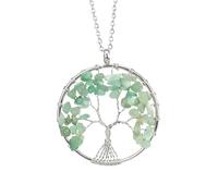 Collier Arbre De Vie, Pendentif En Cristaux, Pierres Précieuses Naturelles Tombées, Colliers Faits Main, Cristal De Guérison Des 7 Chakras, Cadeaux Pour Femmes Hommes Meilleur Ami, Aventurine Ver