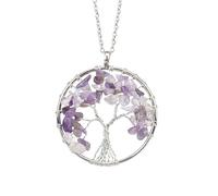 Collier Arbre De Vie, Pendentif En Cristaux, Pierres Précieuses Naturelles Tombées, Colliers Faits Main, Cristal De Guérison Des 7 Chakras, Cadeaux Pour Femmes, Hommes, Meilleurs Amis, Améthyste