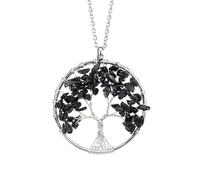 Collier Arbre De Vie, Pendentif En Cristaux, Pierres Précieuses Naturelles Tombées, Colliers Faits Main, Cristal De Guérison Des 7 Chakras, Cadeaux Pour Femmes Hommes Meilleur Ami, Onyx Noir