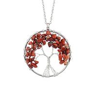 Collier Arbre De Vie, Pendentif En Cristaux, Pierres Précieuses Naturelles Tombées, Colliers Faits Main, Cristal De Guérison Des 7 Chakras, Cadeaux Pour Femmes Hommes, Meilleur Ami, Jaspe Rouge