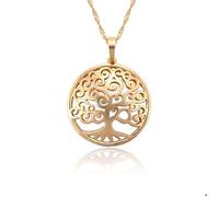 Collier - Arbre de Vie - Pendentif - Stylisé - Plaqué Or Jaune 750/1000 - 3 Microns - 50 cm - Femme