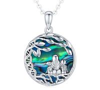 Collier Arbre de Vie pour Femme Collier Mère et Enfant en Argent Sterling 925, Pendentif Arbre de vie Généalogique en Coquille d'ormeau, Cadeaux de Bijoux Fins pour Maman Petite amie Femme Fille Soeur