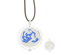 Collier Arcane Bleu avec Rose, Collier Rotatif Arcane avec Pendentif Poudré, Cadeau Arcane avec Pendentif pour Couples