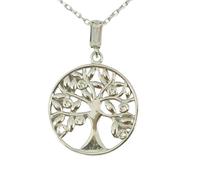 Collier Argent 'Arbre de Vie' blanc argenté (rhodié) - 15 mm [S0092]