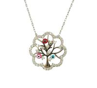 Collier Argent 'Arbre de Vie' multicolore argenté (rhodié) - 18 mm [S0089]
