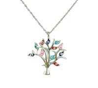 Collier Argent 'Arbre de Vie' multicolore argenté (rhodié) - 22 mm [R9935]