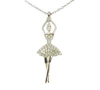 Collier Argent artisanal 'Danseuse Étoile' blanc argenté (rhodié) - 32x12 mm [S0090]