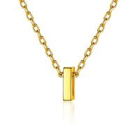 Collier Argent Femme Initiale I 925 Or Palqué Chaine Clavicule Enfant Fille Solide avec Pendentif Dore Lettre I Sterling Rolo Fine 45 cm 3D Epais Cadeau Adolescente Jeune Adult 16 ans Copine Ado