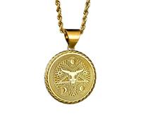Collier argent sterling 925 22 mm Chaîne 45 cm Pendentif tête Bijou gravé avec pièce monnaie du Gothique Breloque alternative ronde Bijoux plaqués or | LKRPG_0318