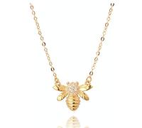 Collier argent sterling S925 abeille cristal CZ diamant pendant longue chaîne délicat pour femmes, adolescentes, filles