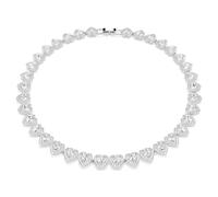 Swarovski x Ariana Grande Collier, serti de cristaux blancs en forme de coeur avec un halo pavé, design élégant et expressif, longueur ajustable, métal rhodié
