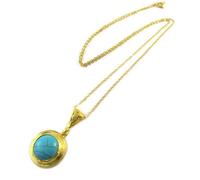 Collier artisanal plaqué or 'Princesse Ottomane' turquoise doré [P2299]