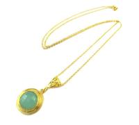 Collier artisanal plaqué or 'Princesse Ottomane' vert doré [P2298]