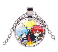 Collier Assassination Classroom Korosensei Shiota Nagisa Akabane Karuma avec pendentif cabochon en verre