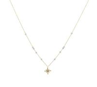 Collier - AUSTRALE - Acier Doré - Perles Roses - Pendentif Étoile