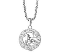 Collier Avec 12 Signes Du Zodiaque Constellation,Pendentif Pièce De Monnaie Douze Horoscope, Chaîne À Breloques, Bijoux À La Mode,Colliers D'Horoscope Cadeaux D'Astrologie De Mode, Capricorne, 40