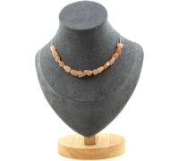 Collier avec 15 perles de pierre de soleil de Tanzanie. Collier en acier inoxydable