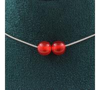 Collier avec 2 perles de calcédoine rouge 8 mm chaîne en acier inoxydable