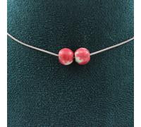 Collier avec 2 perles de jaspe rouge-vert 8 mm, chaîne en acier inoxydable