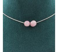 Collier avec 2 perles de kunzite du Brésil. Chaîne en acier inoxydable