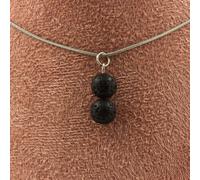 Collier avec 2 perles de lave 8 mm en acier inoxydable