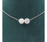 Collier avec 2 perles de quartz brisées du Brésil, chaîne en acier inoxydable de 8 mm