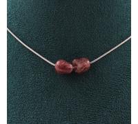 Collier avec 2 perles de rubis brésiliennes. Chaîne en acier inoxydable