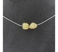 Collier avec 2 perles jaunes de calcite du Royaume-Uni, chaîne en acier inoxydable