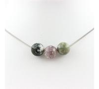 Collier avec 3 perles d'agate indienne, chaîne en acier inoxydable de 8 mm