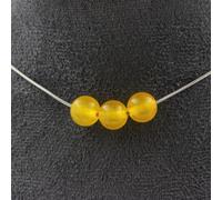 Collier avec 3 perles d'agate jaune 8 mm, chaîne en acier inoxydable