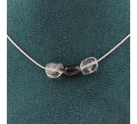 Collier avec 3 perles de quartz avec des inclusions de tourmaline du Brésil. Chaîne en acier inoxydable