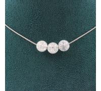 Collier avec 3 perles de quartz brisées du Brésil 8 mm chaîne en acier inoxydable