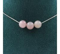 Collier avec 3 perles de quartz rose de Madagascar 8 mm, chaîne en acier inoxydable