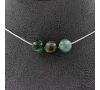 Collier avec 3 perles d'émeraude de Zambie. Qualité 3A chaîne en acier inoxydable de 8 mm