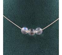 Collier avec 3 perles en quartz-titane 8 mm en acier inoxydable