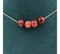 Collier avec 4 perles bicolores en oeil de tigre de couleur pêche 8 mm, chaîne en acier inoxydable