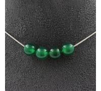 Collier avec 4 perles d'agate verte 8 mm chaîne en acier inoxydable