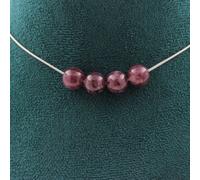 Collier avec 4 perles de lépidolite 8 mm en acier inoxydable