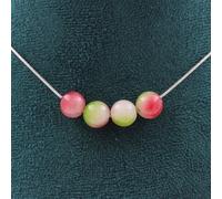 Collier avec 4 perles de pastèque et tourmaline, chaîne en acier inoxydable de 8 mm
