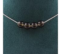 Collier avec 4 perles de quartz fumé 8 mm, chaîne en acier inoxydable