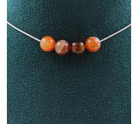 Collier avec 4 perles de ruban d'agate, chaîne en acier inoxydable de 8 mm