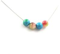 Collier avec 4 perles de tourmaline pastèque + chrysocolle 8 mm