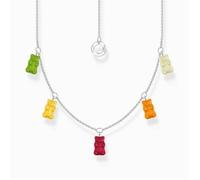 Collier avec 5 ours en or argentés colorés