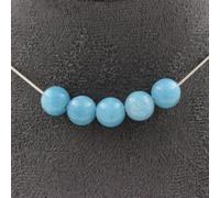 Collier avec 5 perles de calcédoine bleue 8 mm, chaîne en acier inoxydable