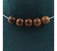 Collier avec 5 perles en bois, 8 mm, chaîne en acier inoxydable