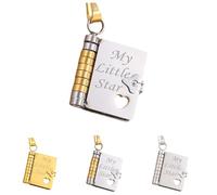 Collier avec 6 pages de message « My Little Star » - Lettre pour ma fille - Pendentif réglable, taille unique, Acier inoxydable, Pas de gemme