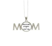 Collier avec citation « World Best Student I Love You Student » - Cadeau de fête des mères pour maman, grand-mère, grand-mère, M