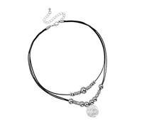 Collier avec cordon en cuir de styles ethniques, chaîne de cou à longueur réglable pour une tenue décontractée ou de fête, cowboy occidental, cordon en cuir réglable, pendentif conique vintage